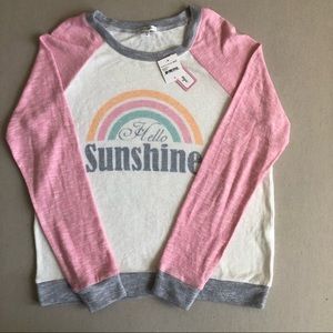 PJ Salvage 'Hello Sunshine' Pullover White Ivory Pink Size M Medium.